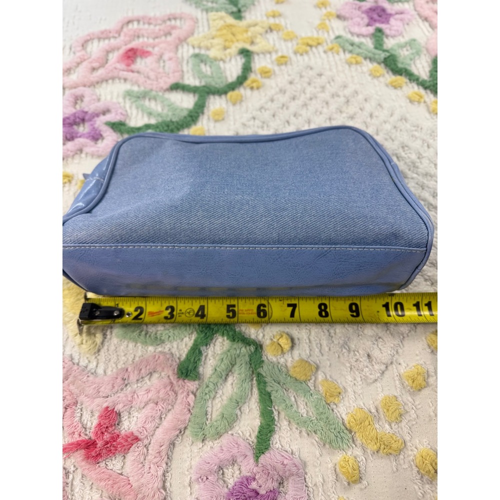 Estee Lauder Blue Denim Faux Leather Cosmetic Makeup Travel Bag Pouch - Picture 6 of 8